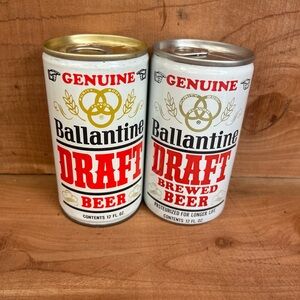 2- VINTAGE BALLANTINE DRAFT LAGER BEER PULL TAB CANS